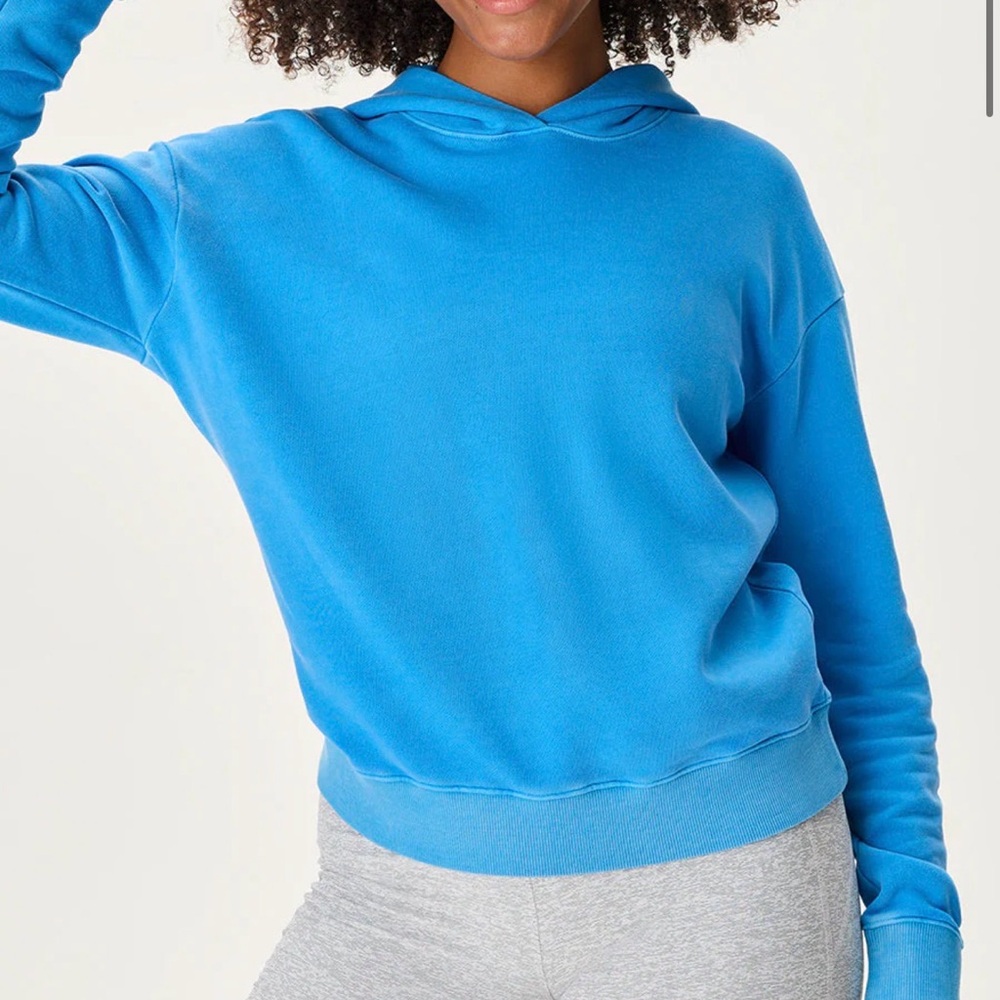 NEW NWT Outdoor Voices Organic Cotton Terry Hoodie in Seaside Washed S
